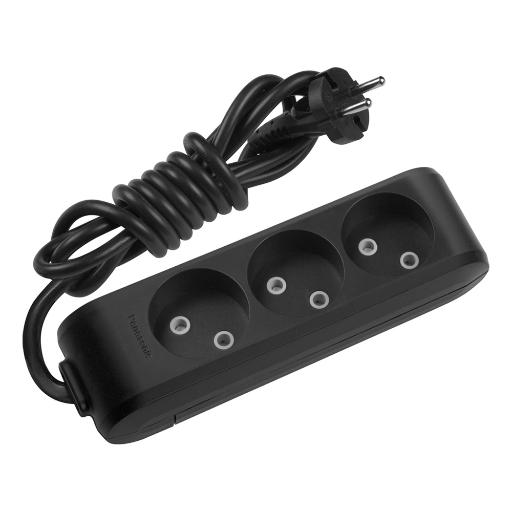 Подовжувач Panasonic X-tendia 3 гнізда з захистними шторками 2 м Чорний (YUT_V8340)