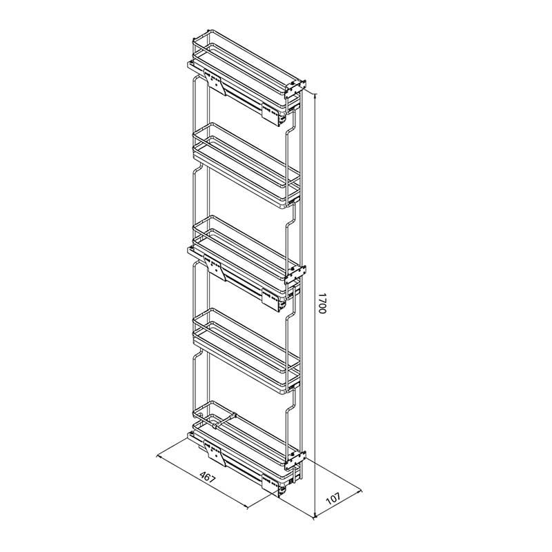 Карго высокое Vibo Galaxy 150x1700 мм 5 полок Графит (ELQGM155SXPRPOMBVGF) - фото 7