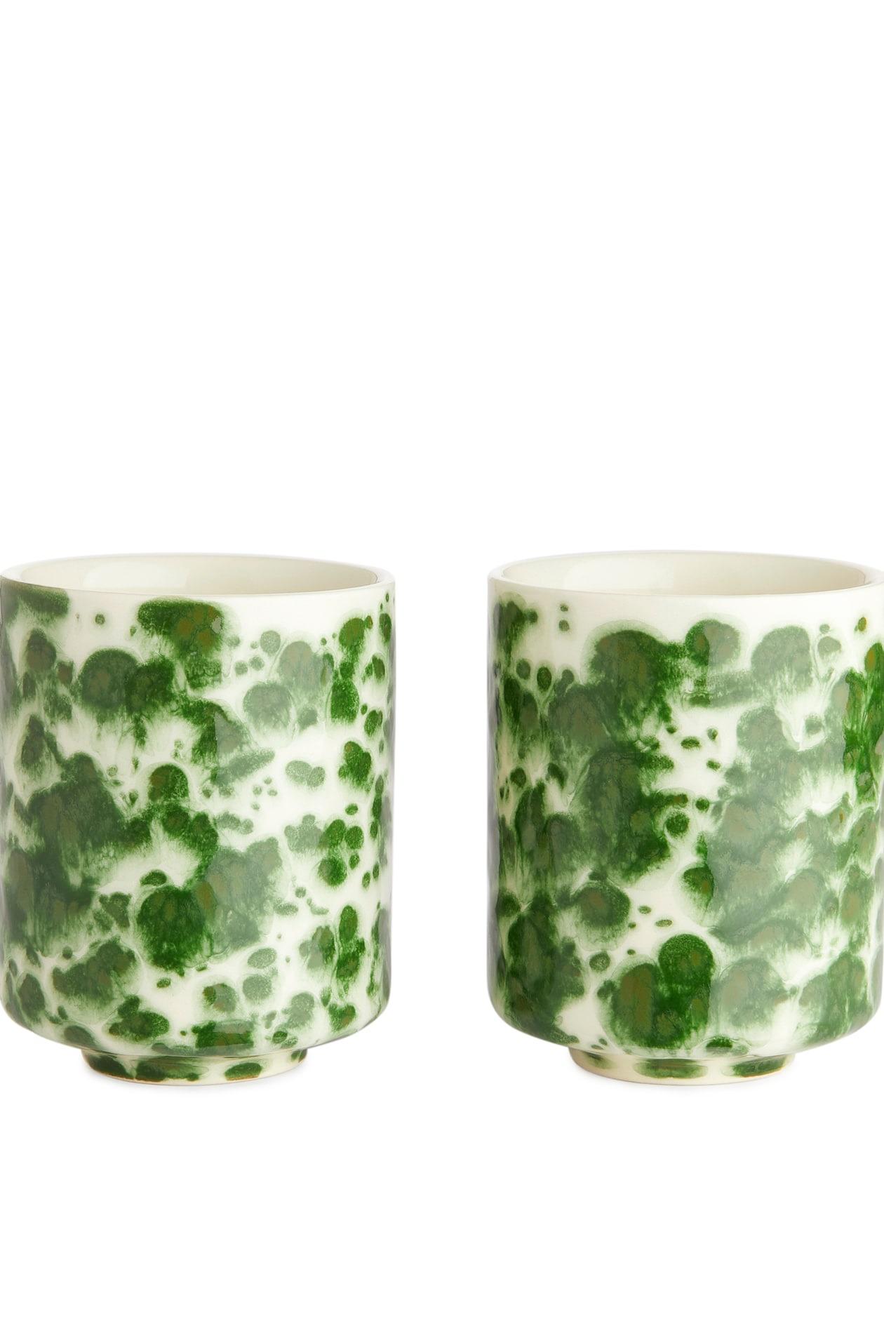 Набор чашек H&M 1141054 керамических 2 шт. Бело-Зеленый (5715503417742)