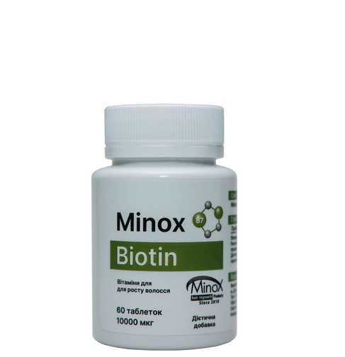 Вітаміни для волосся шкіри та нігтів Minox Biotin 60 таблеток