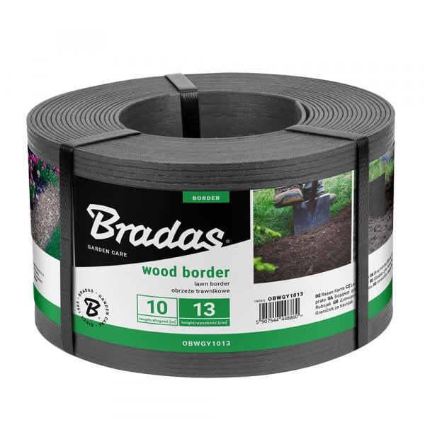 Бордюрная лента Bradas Wood Border 130х2,8 мм 10 м Серый (OBWGY1013)