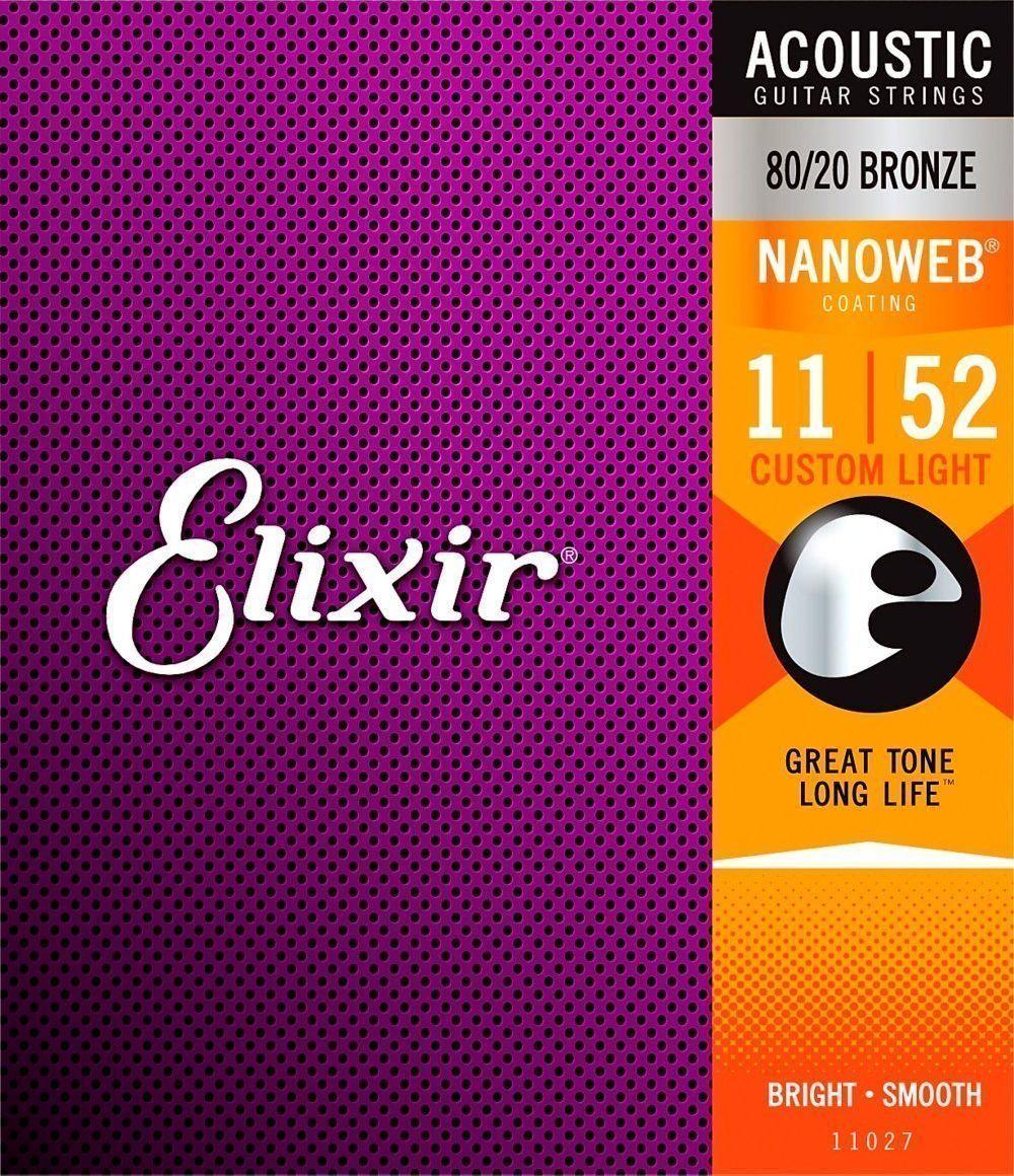 Струны для акустической гитары Elixir Nanoweb 80/20 Bronze 11027 (127989)