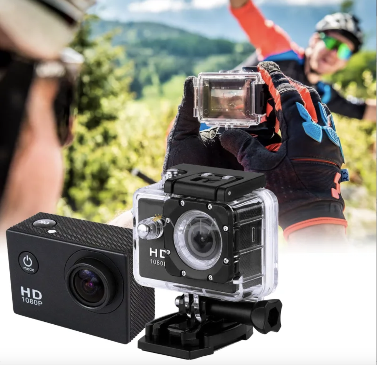 Водонепроникна камера екшн HD A7 ACTION CAMERA на шолом з набором кріплень (А7) - фото 2