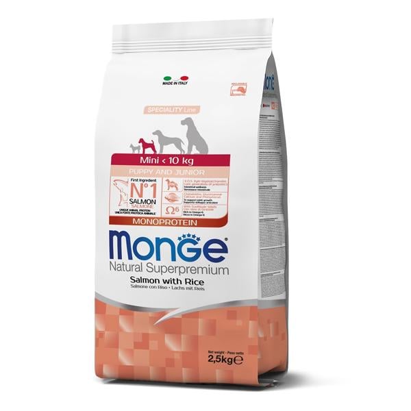 Корм для собак Monge Dog Mini Puppy&Junior лосось с рисом 2,5 кг (27260400)
