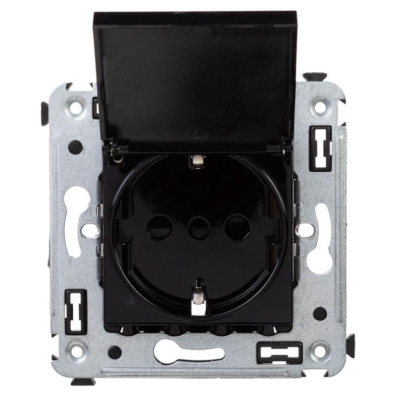 Розетка ДКС Avanti с заземлением/крышкой Черный (4402013)