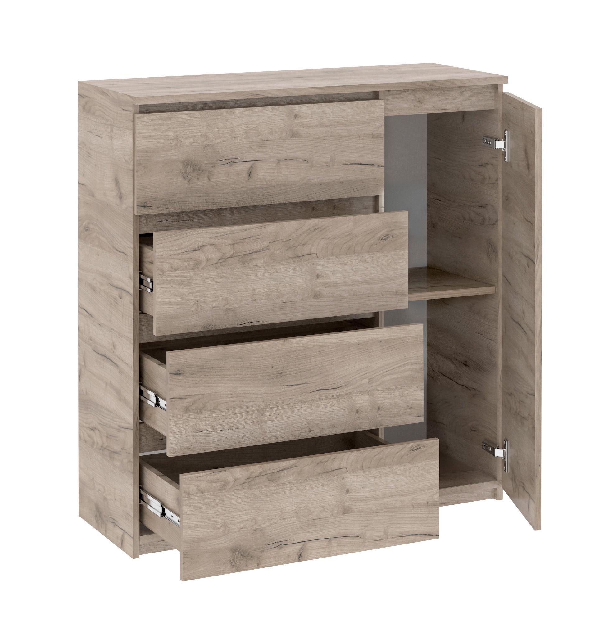 Комод Мастер Форм Брайт ДСП 4/1 телескопические направляющие правосторонний 1000х376х950 мм Дуб крафт серый - фото 2 Комод Мастер Форм Брайт ДСП 4/1 телескопические направляющие правосторонний 1000х376х950 мм Дуб крафт серый - фото 2