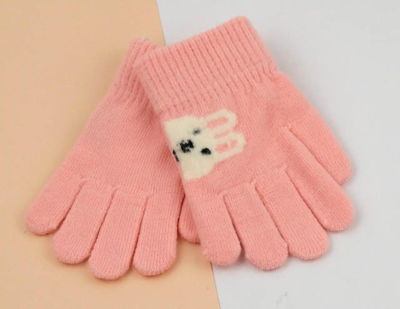 Детские перчатки трикотажные 4-7 лет Розовый (24-8-003)