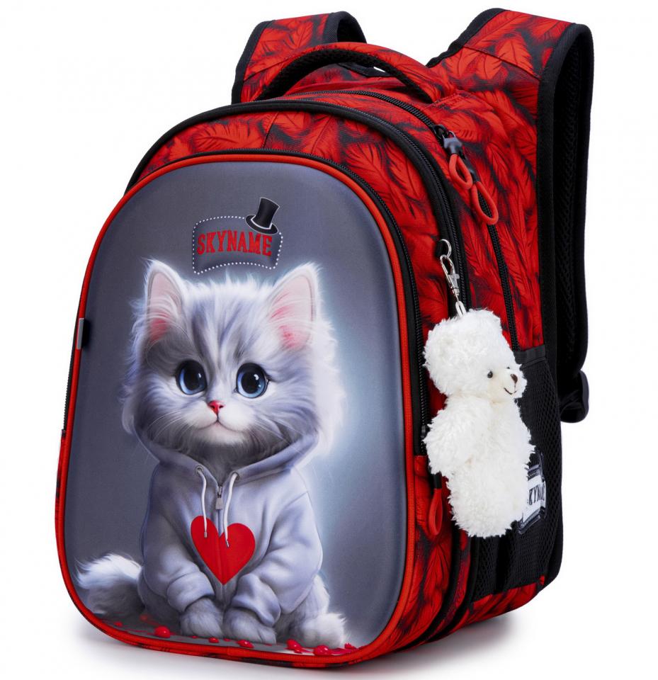 Школьный рюкзак для девочки Winner One SkyName Котенок 6-13 лет Красный (R1-055)