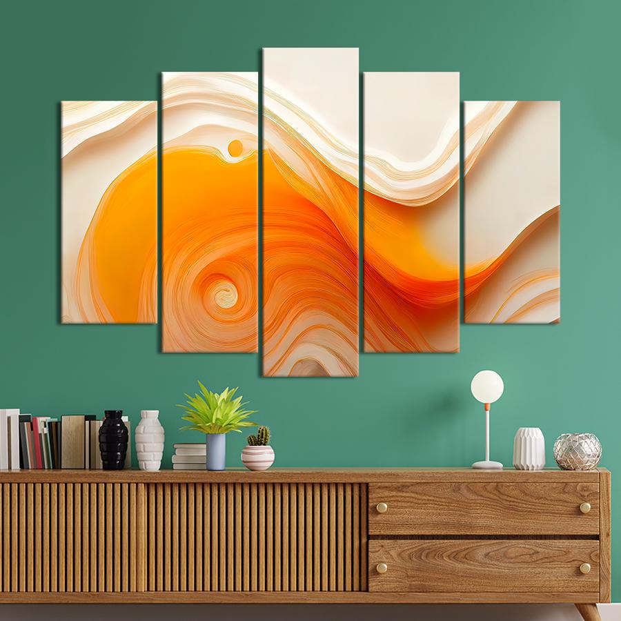 Картина на полотні Абстрактні жовті та білі хвилі 137x85 см (V156-5_L)