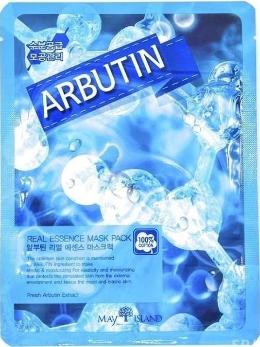 Маска для лица осветляющая тканевая May Island Real Essence Arbutin Mask Pack с арбутином 25 мл (8809515400280)