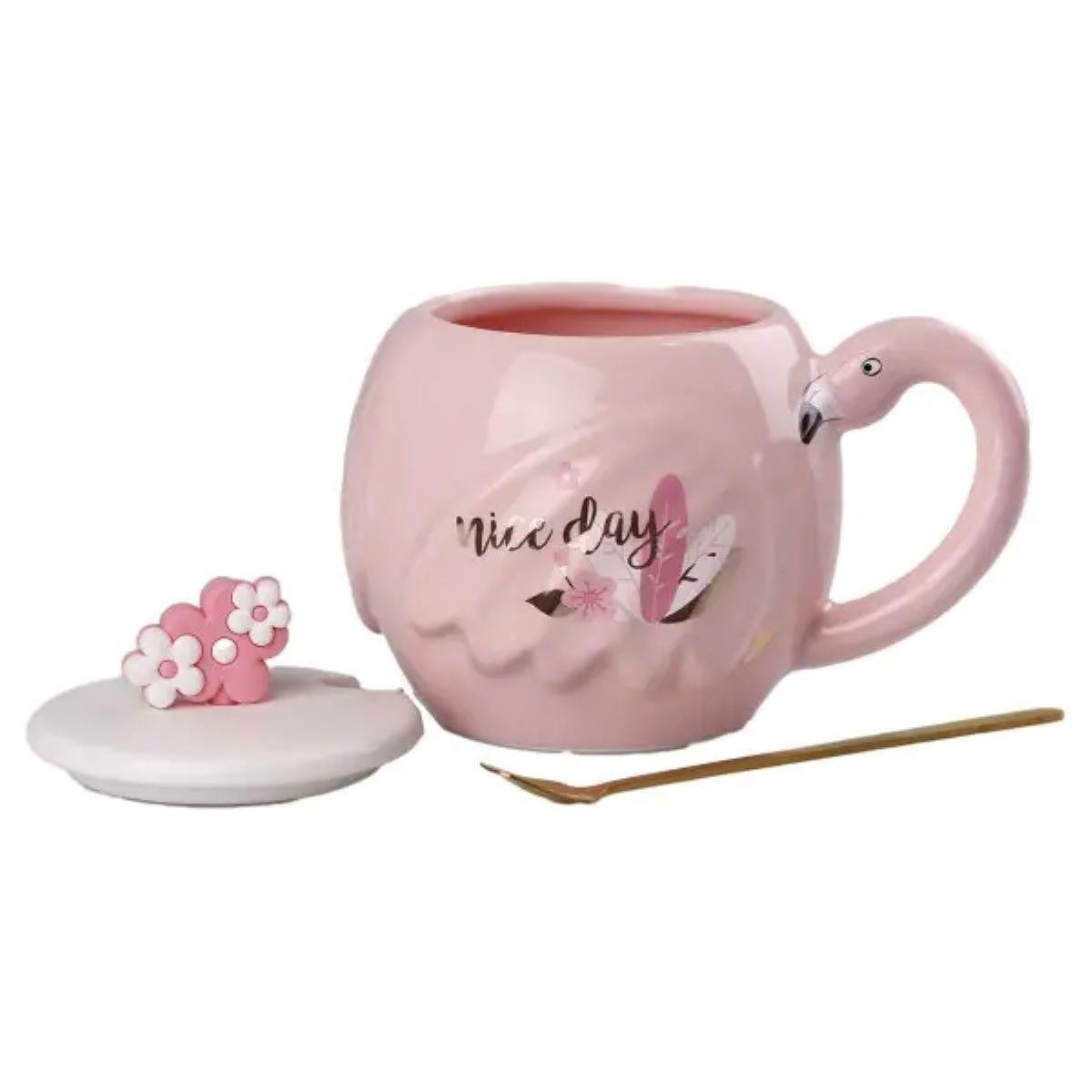 Чашка порцелянова Flamingo з кришкою і ложкою чашки для кави Nice day 500 мл (HPCY8276ND) - фото 2 Чашка порцелянова Flamingo з кришкою і ложкою чашки для кави Nice day 500 мл (HPCY8276ND) - фото 2