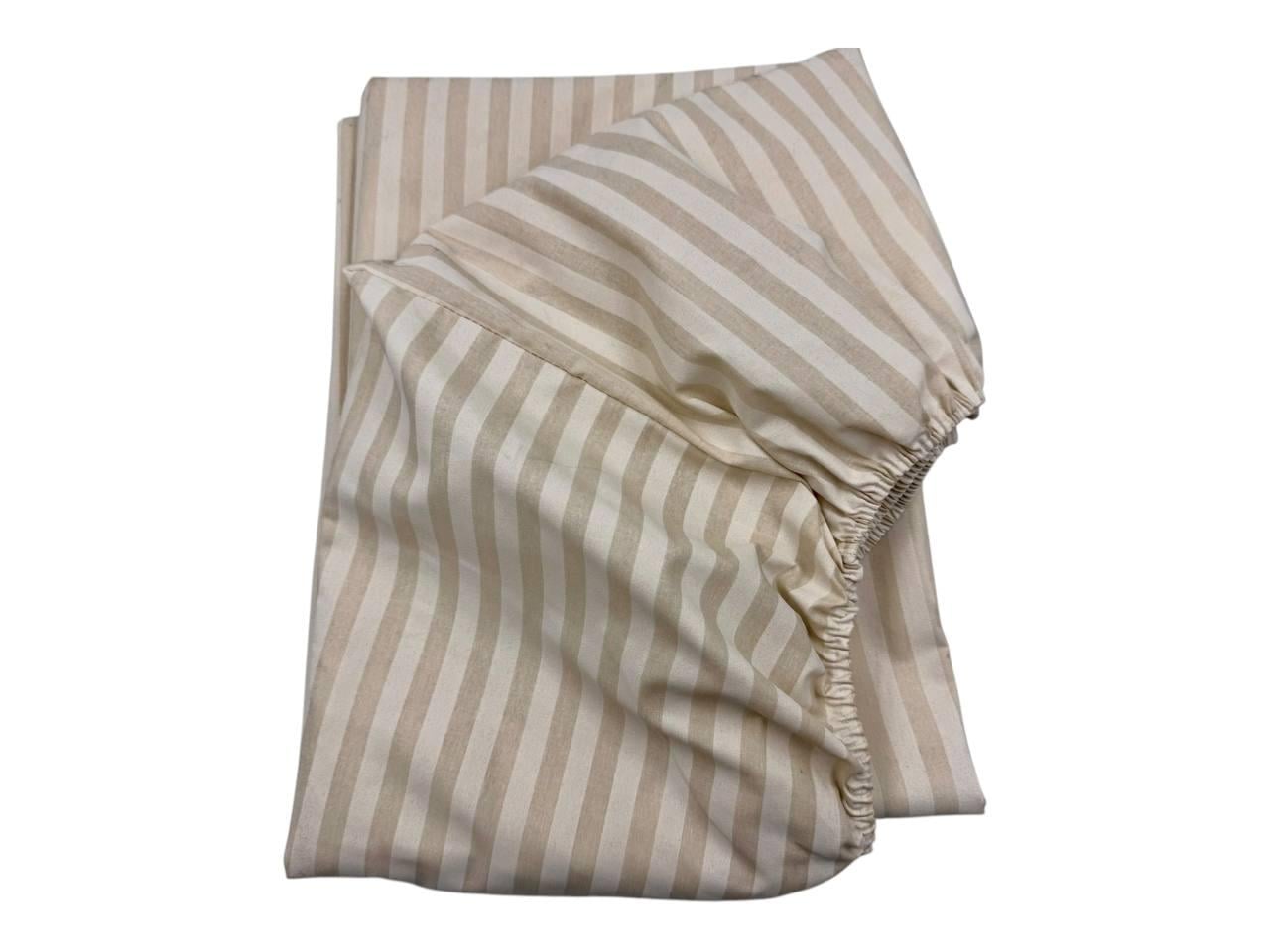 Простынь на резинке Полосы бязь 140х200 см Бежевый (G-10024p/WP/x140)