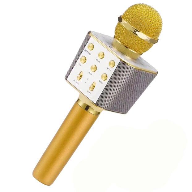 Микрофон Караоке Беспроводной Bluetooth Колонка WSTER WS-1688 с подавлением шума Gold