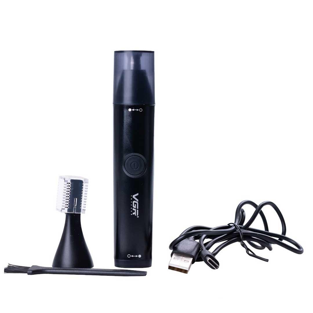 Тример для носа та вух акумуляторний VGR V-613 з насадками для догляду Чорний (HPV613)