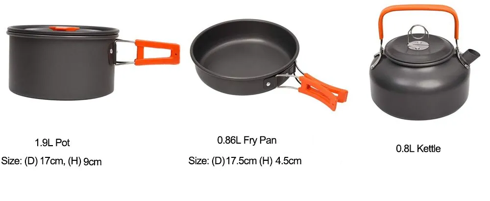 Набор посуды для кемпинга кастрюля/миска/чайник/горшок 9 шт. (28020776) - фото 9