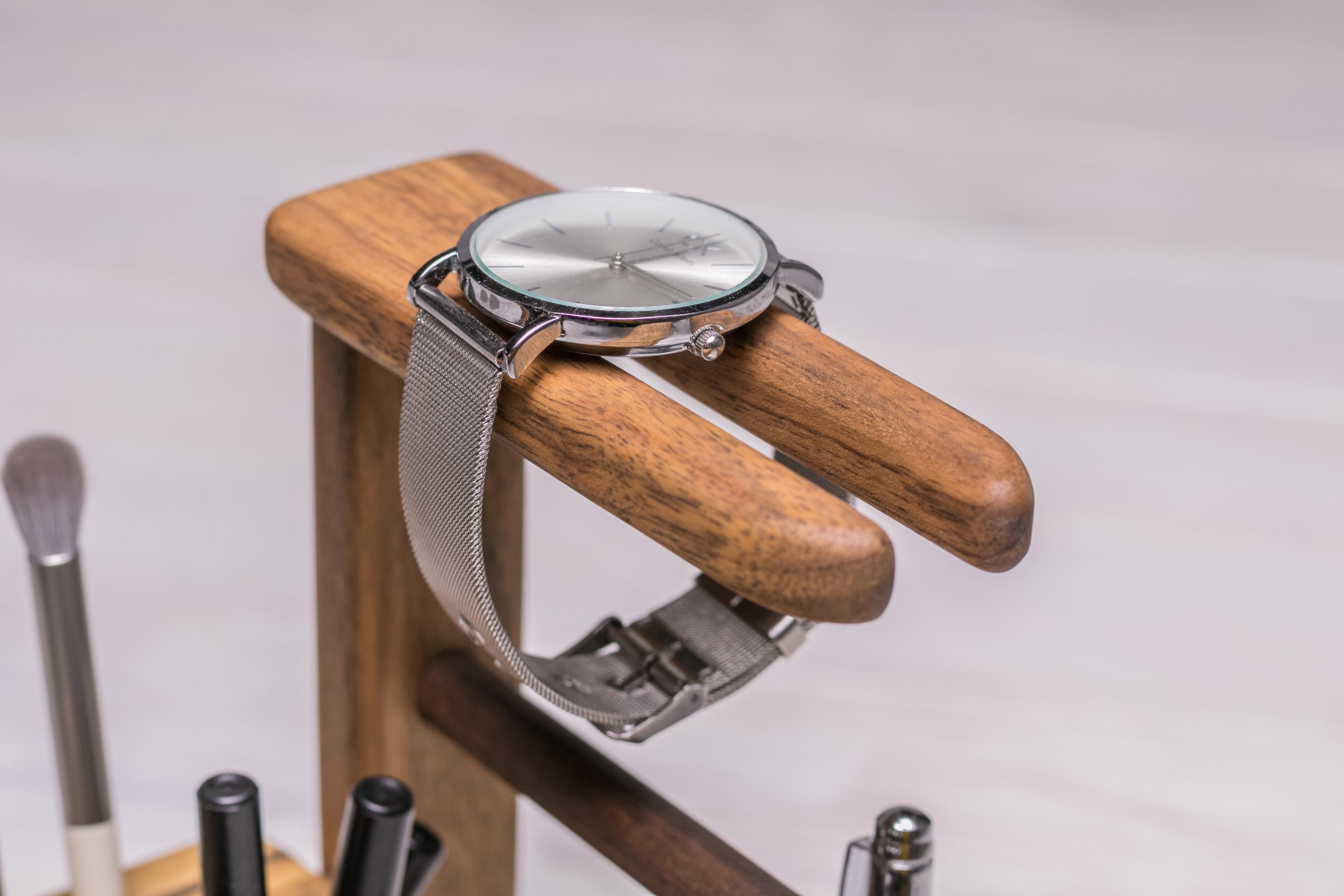 Косметичка из дерева EcoWalnut женская настольная для косметики/телефона с именным логотипом (EW-7) - фото 9