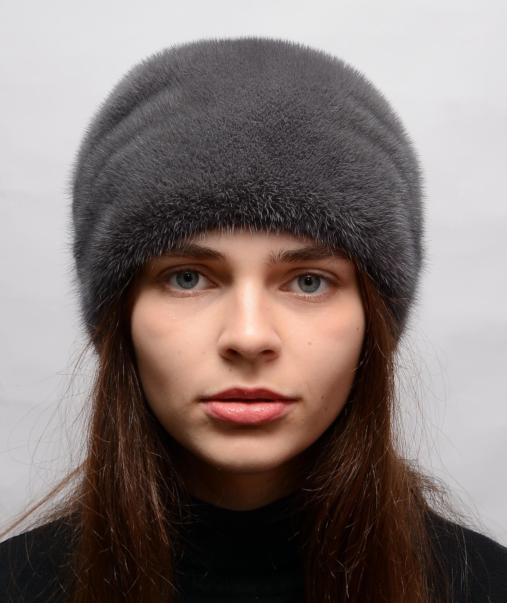 Женская кубанка Меховой стиль Конверт из натурального меха норки Средний ирис (063/С)