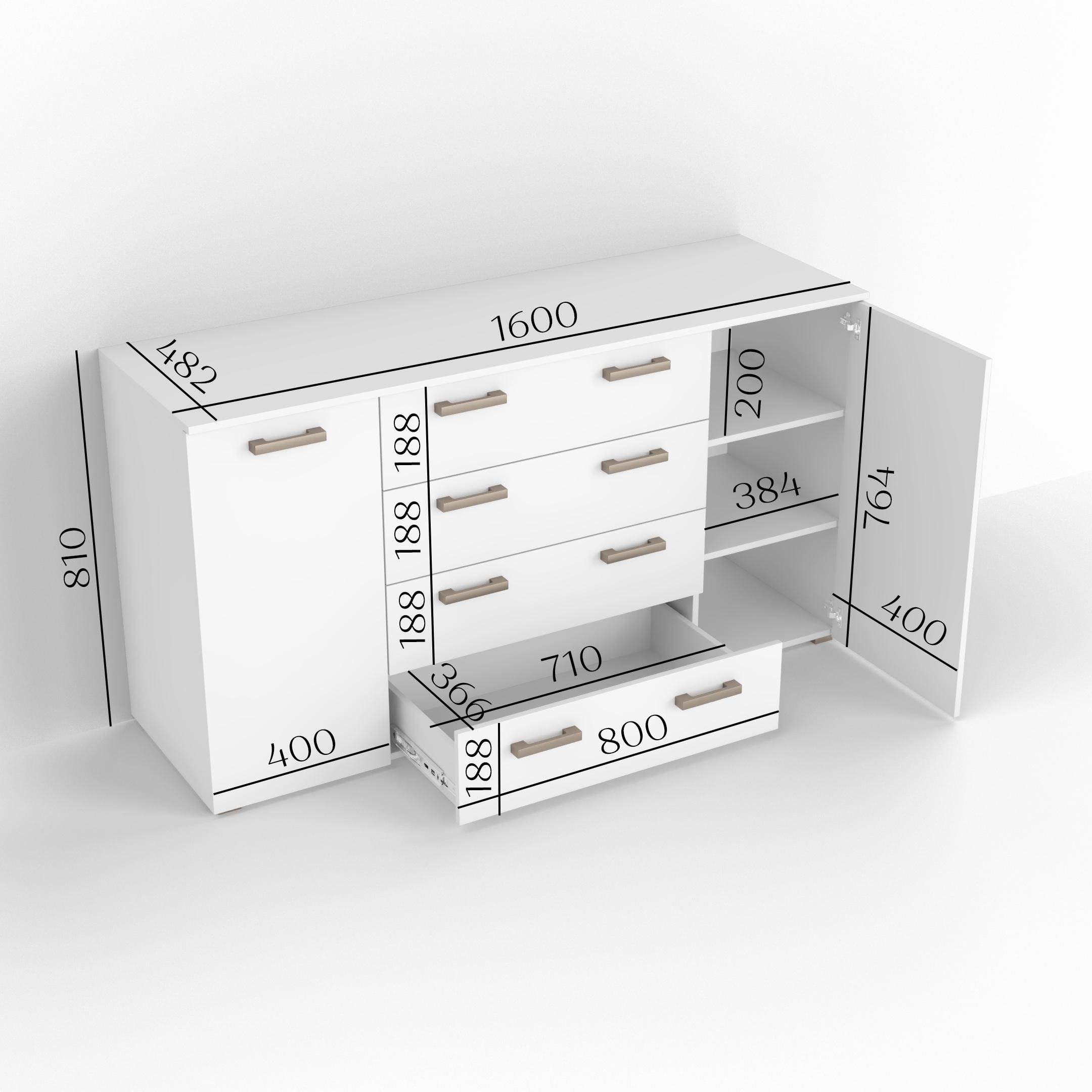 Комод Idea ТКБ-375.2 на 4 шухляди з дверима Венге темний (26718271) - фото 3 Комод Idea ТКБ-375.2 на 4 шухляди з дверима Венге темний (26718271) - фото 3