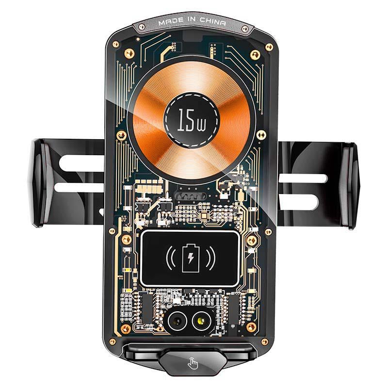 Тримач для телефону в машину Auto open-close Transparent Wireless Charger XYJ A6 15W RGB