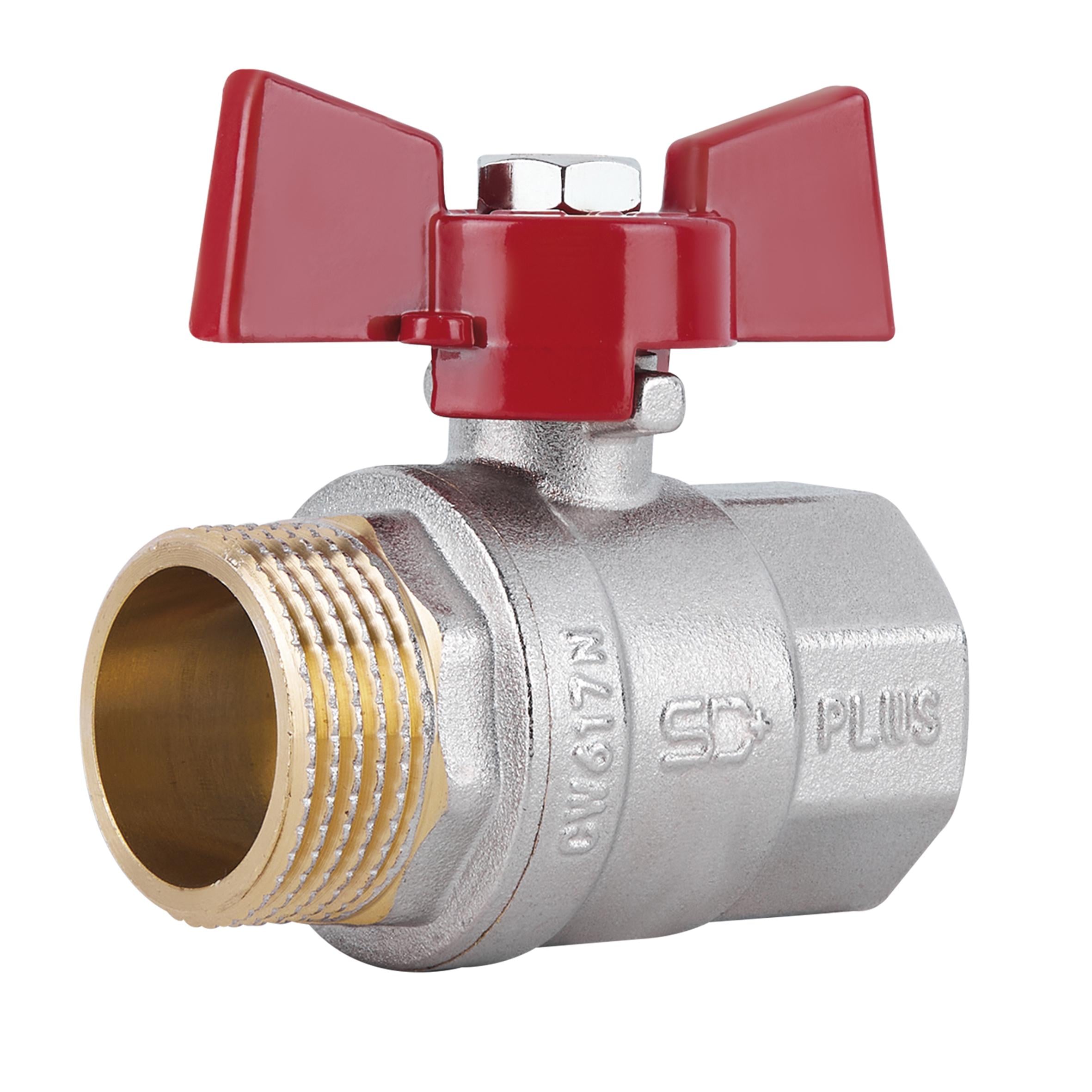 Кран шаровой SD Plus 1" ВН для воды бабочка (SD607NW25PN40)