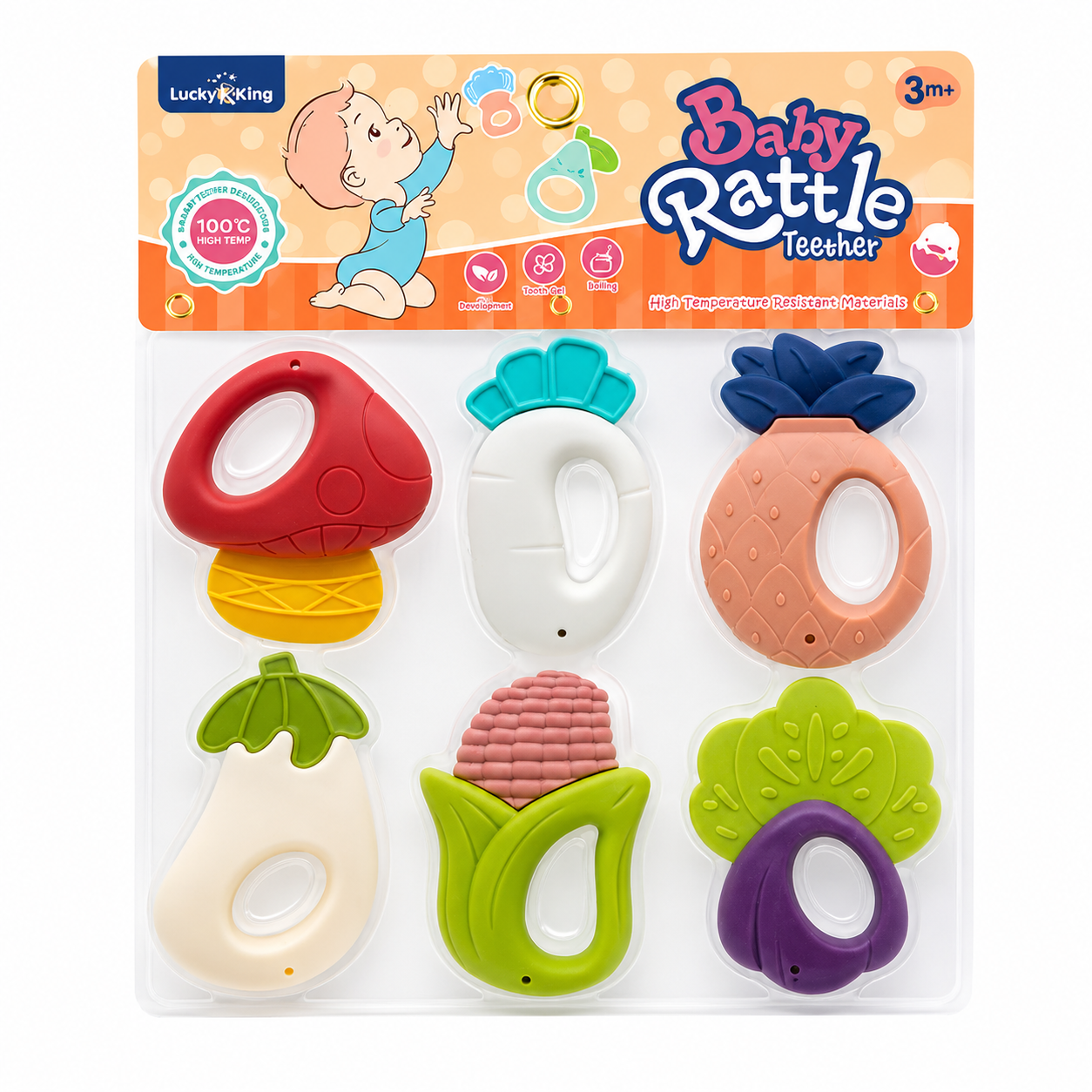 Набор детских погремушек-прорезывателей Baby Rattle Teether 6 шт. от 3 месяцев (KD225-125)