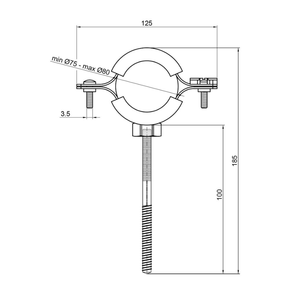 Хомут для кріплення труб SD Plus SD10063 2 1/2" 75-80 мм (FRRS00010507) - фото 2