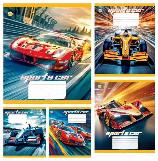 Зошити учнівські Тетрада Sports car в клітинку тверда палітурка 12 арк. 25 шт. (MTT-199148)