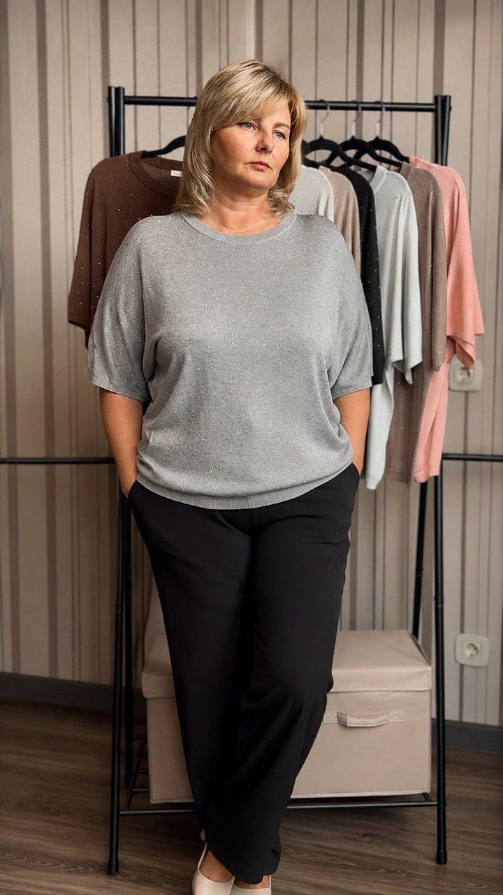 Джемпер з блиском р. 56-58 Сірий (097)