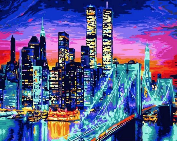 Картина по номерам Mariposa "Бруклинский мост в огнях" 40x50 см (skl-Q1434)