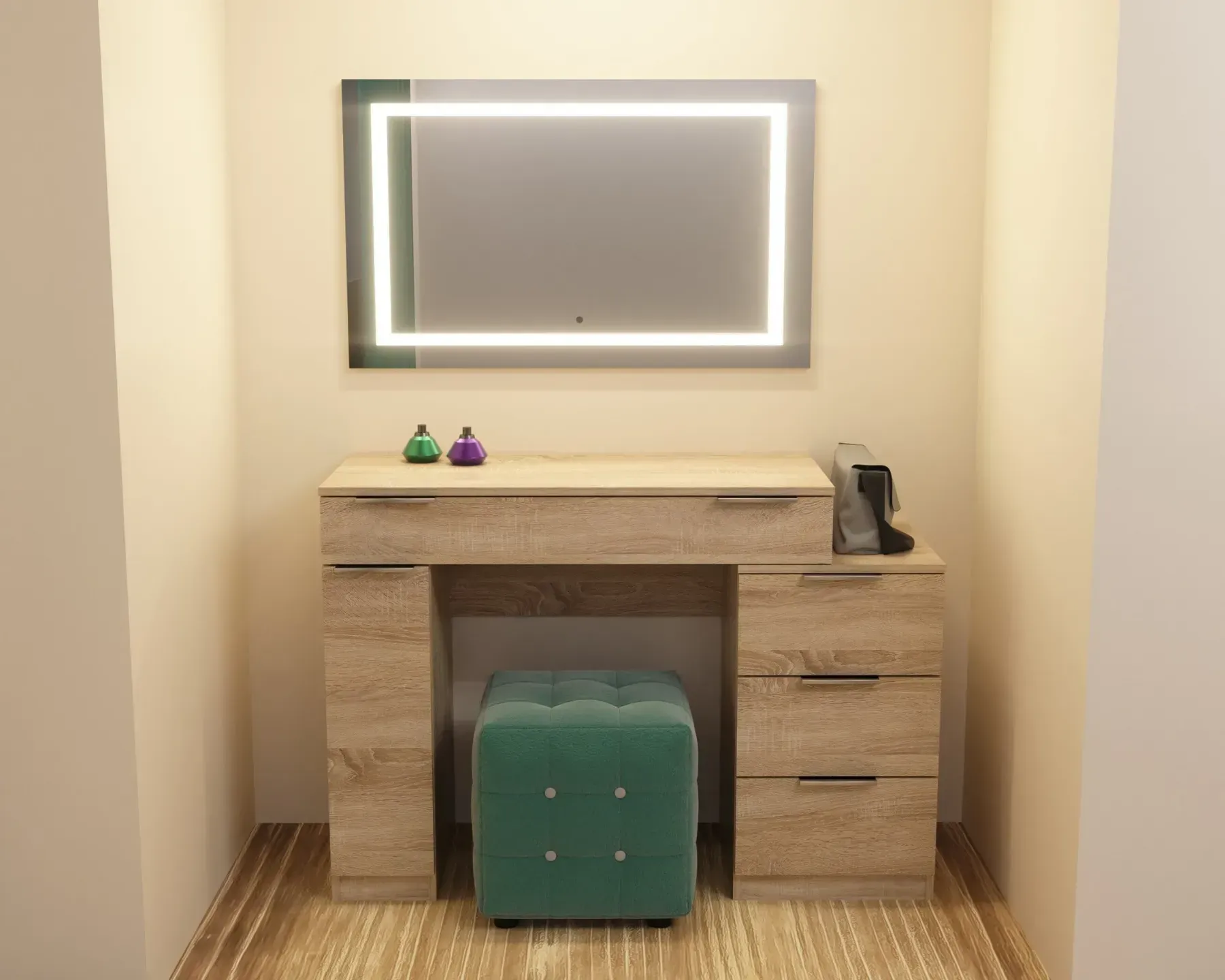 Стіл-трюмо туалетний Kontinent Krystal 1200х452х847 мм Дуб Сонома (59321204)