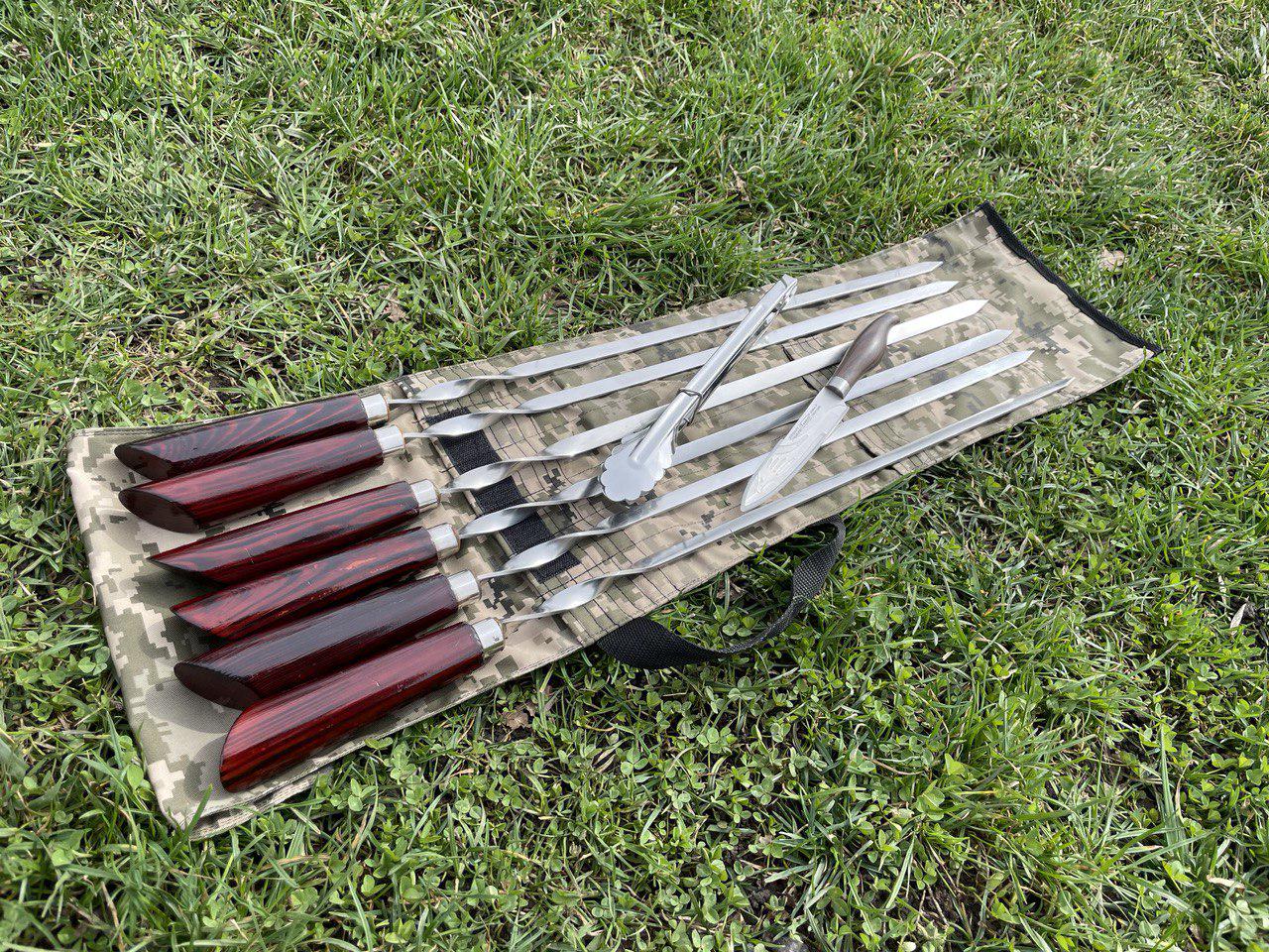 Шампуры в чехле RED Mix 6 ручная работа с деревянной ручкой