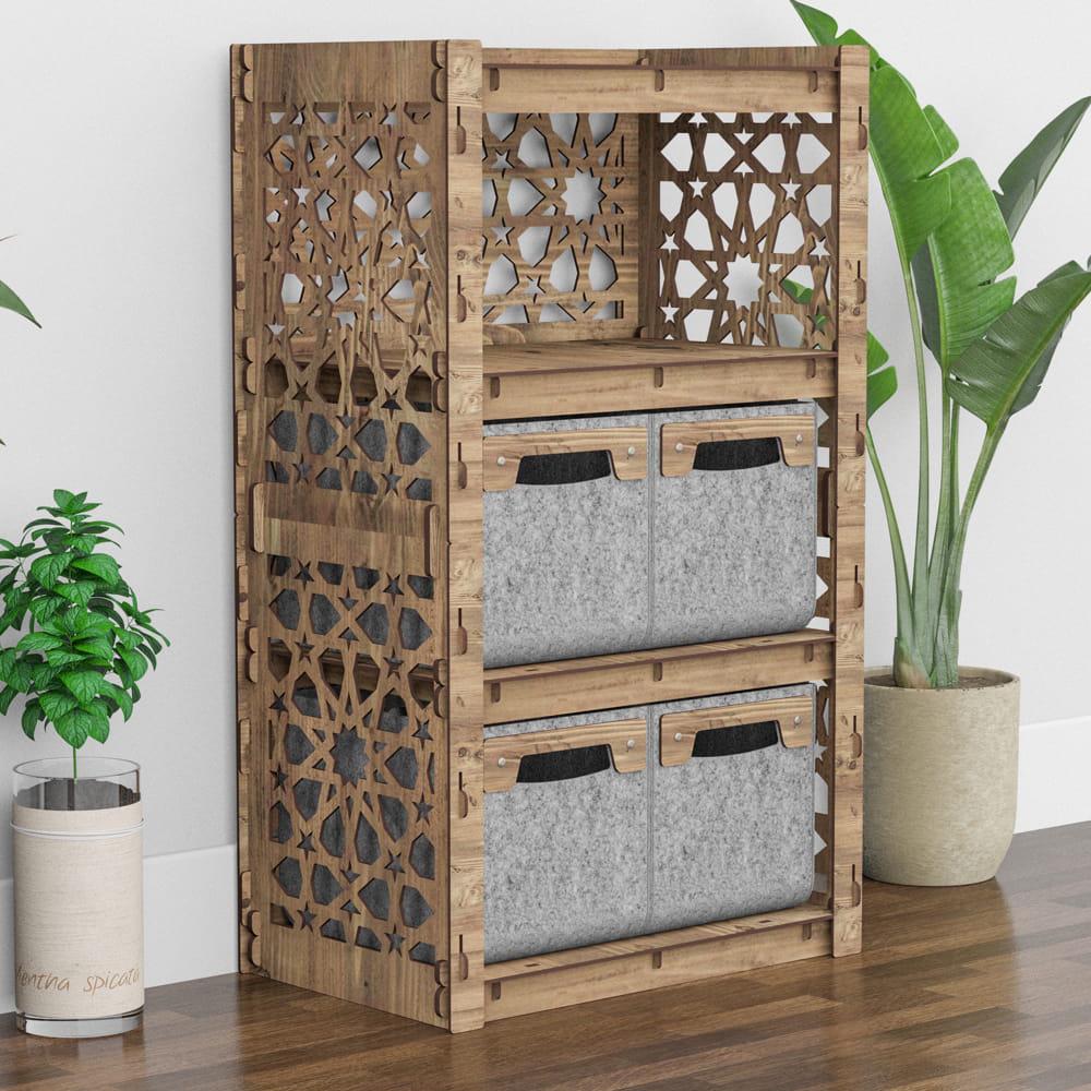 Комод для спальни деревянный Hexagonica Arabic на 4 ящика серые корзины 900х528х345 мм (111263)