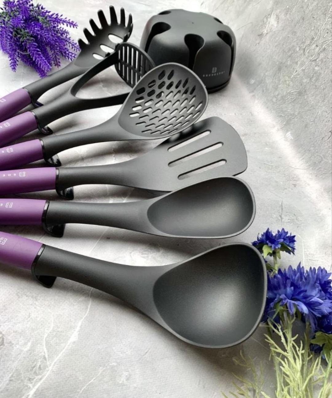 Набор кухонных принадлежностей Edenberg из нейлона на подставке 7 пр Фиолетовый (EB-3607) - фото 4