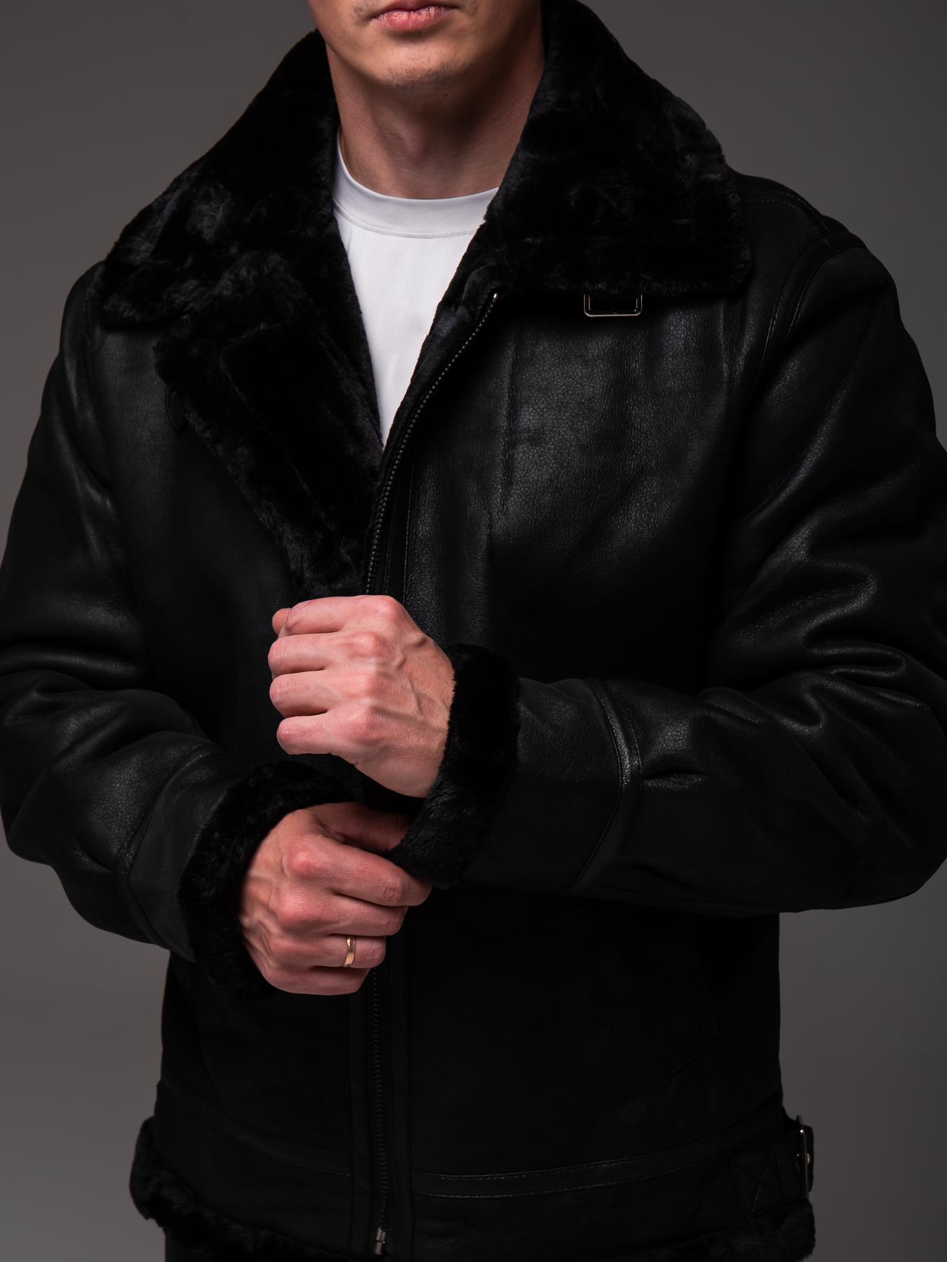 Куртка мужская зимняя на меху/эко кожа до -10°C M Черный (2426/1/2) - фото 2 Куртка мужская зимняя на меху/эко кожа до -10°C M Черный (2426/1/2) - фото 2