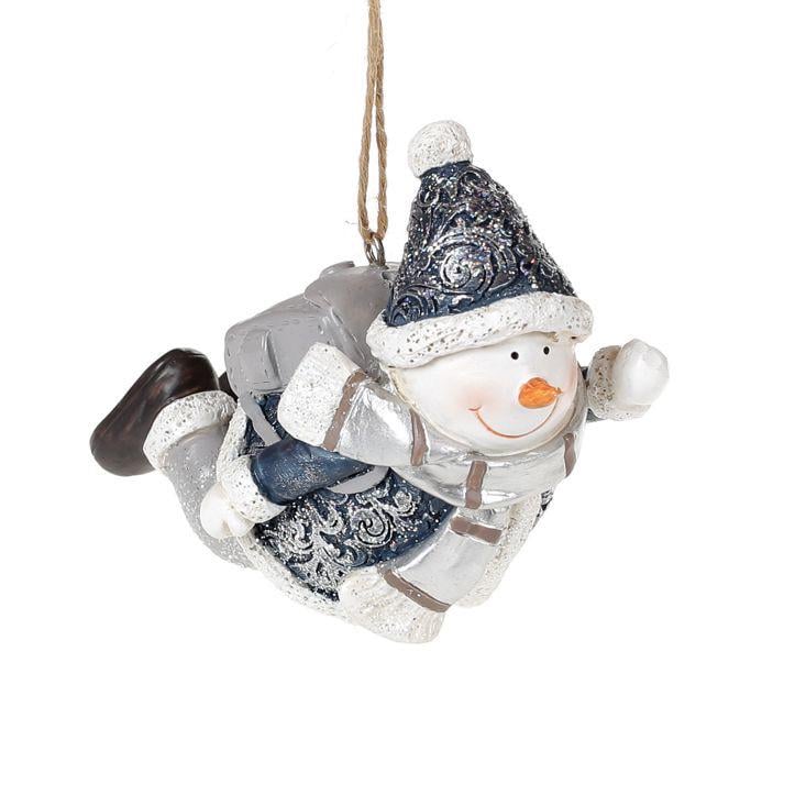 Декоративная подвеска Bonadi Снеговик летит 12,5 см Бело-синий (218-907)