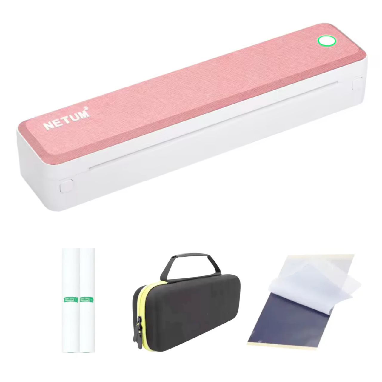 Термопринтер для друку документів та ескізів тату Netum LT-P20 Bluetooth 203 dpi A4 та чохол/2 рулони термо паперу/5 арк. паперу (32710164)