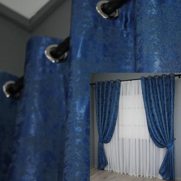 Комплект штор на люверсах SULTAN XO жакард 1,5х2,5 м 2 шт. Синій (1149ш) - фото 5