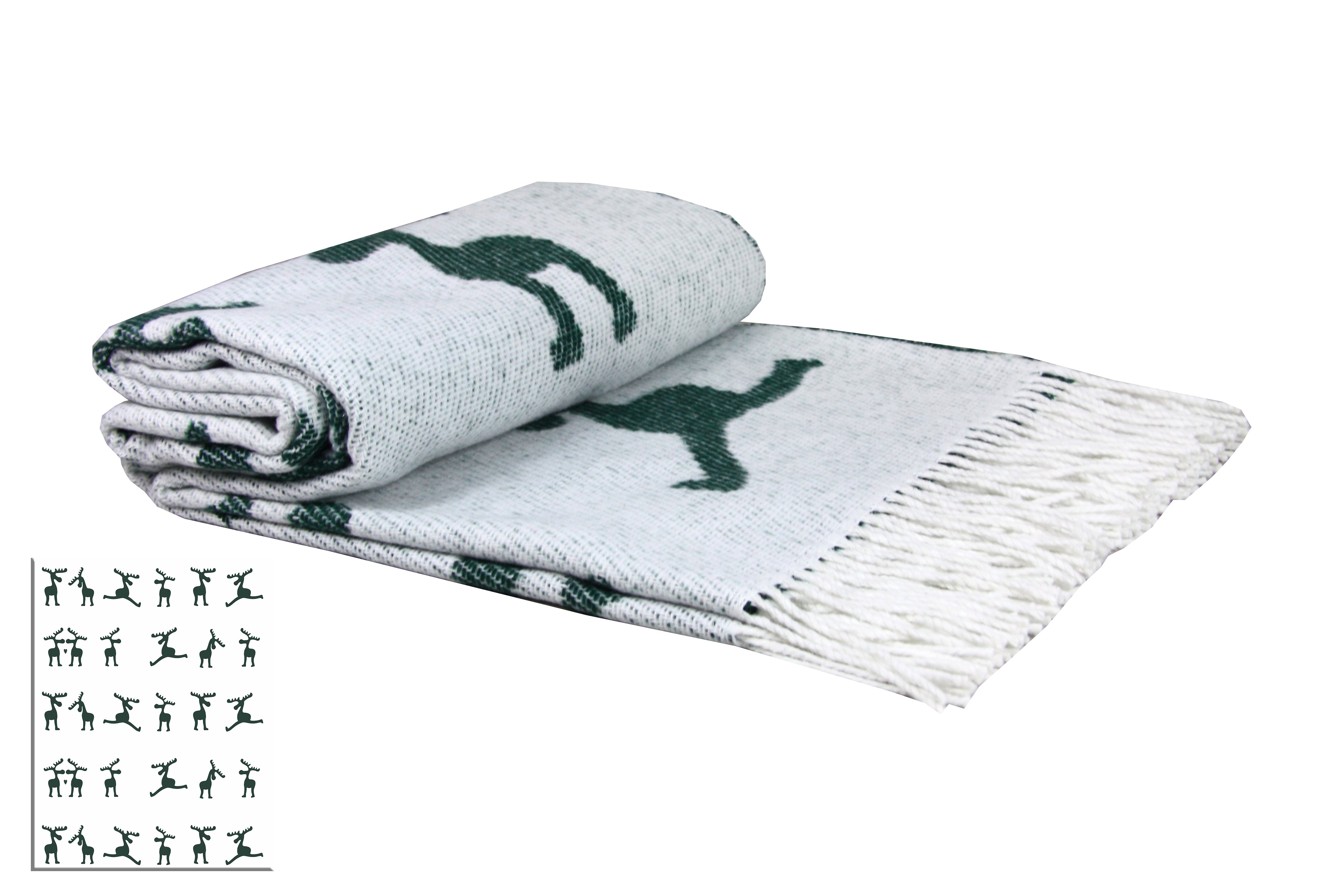 Плед "Funny Moose" 140х200 зеленый