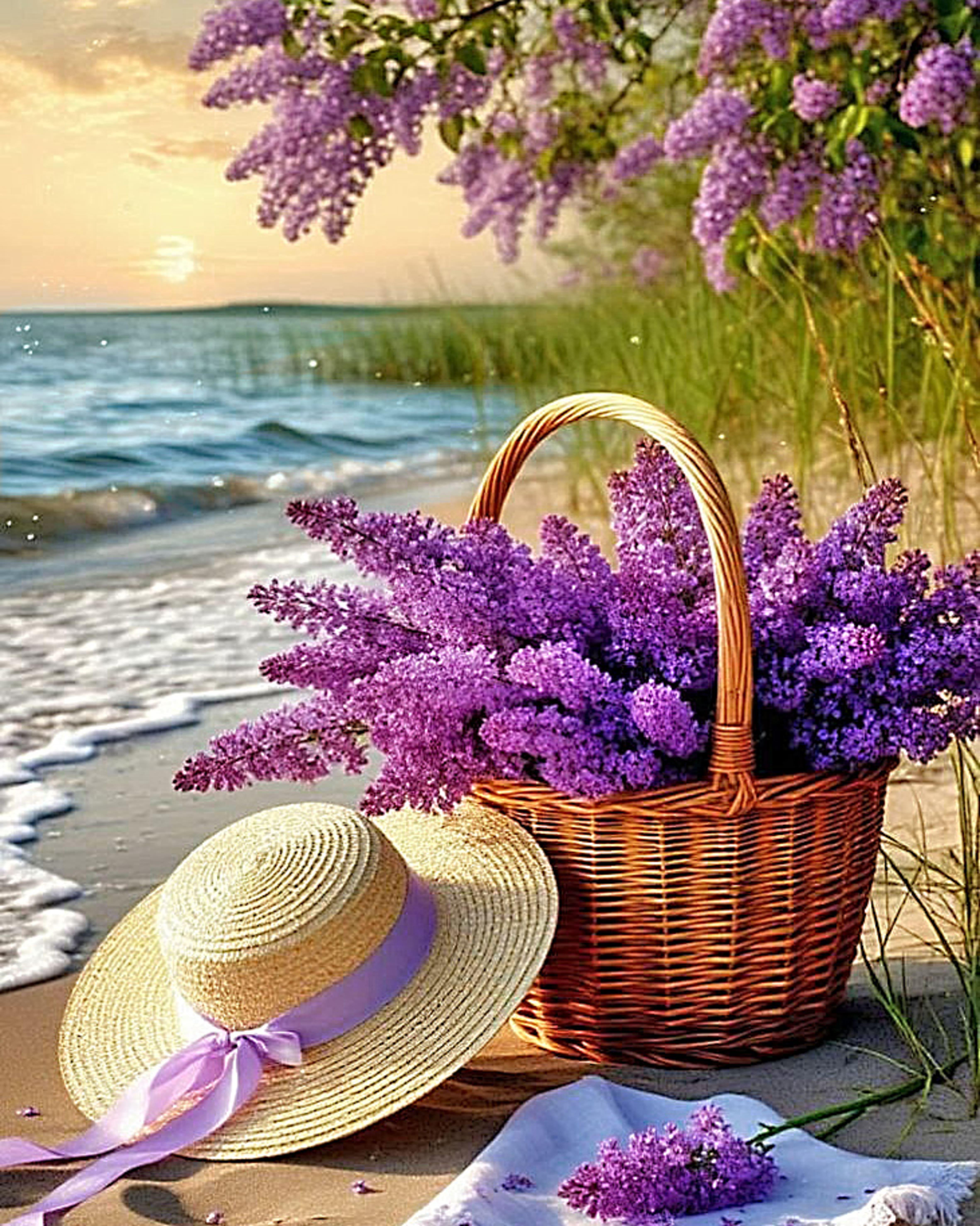 Алмазная мозаика АлМазка Цветущая сирень квадратные спецалмазы без подрамника 40x50 см (АлМ-266)