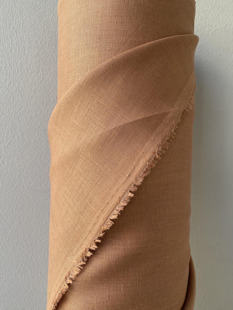 Ткань рубашечно-платьевая LINEN PLUS 100% лен натуральная 143 см 563/1224 Коричневый - фото 4