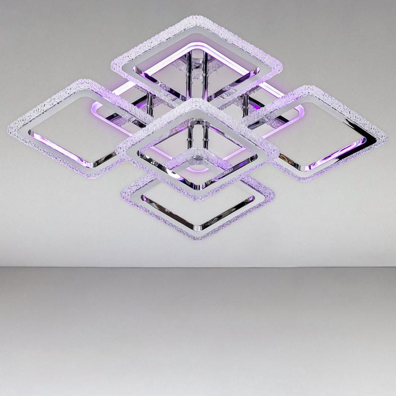 Стельова люстра LED з підсвічуванням Light House SC-18205/4+1C 130W+14W 2.4G 530х530х120 мм Хром