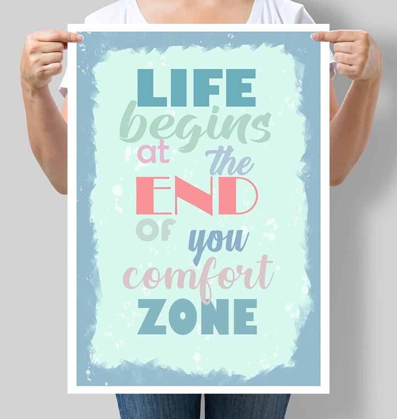Постер мотивационный Life begins at the end of you comfort zone 30x42 см A3 без рамки (M060_A3) Постер мотивационный Life begins at the end of you comfort zone 30x42 см A3 без рамки (M060_A3)