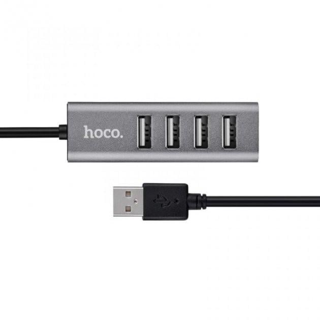 Адаптер USB Hoco HB1 USB to 4 USB Grey (00000001155) - фото 1