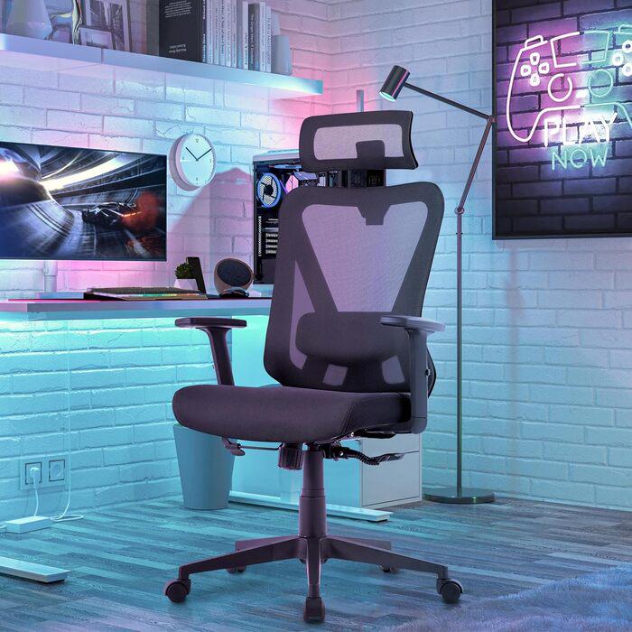 Офисное кресло Yaheetech с регулируемым подголовником и подлокотниками Черный (1652279) - фото 3