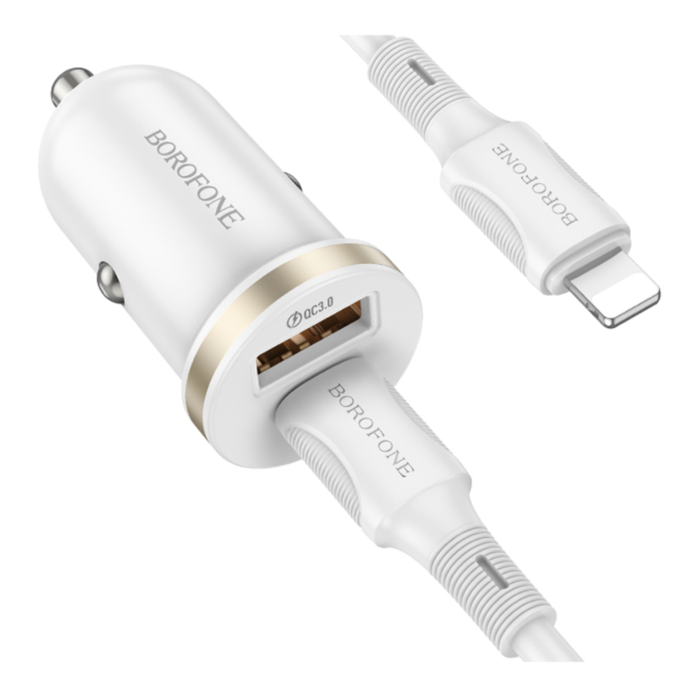 Зарядний пристрій автомобільний Borofone BZ22 1USB/1USB-C QC/PD30W Type-C to Lightning (37023559)