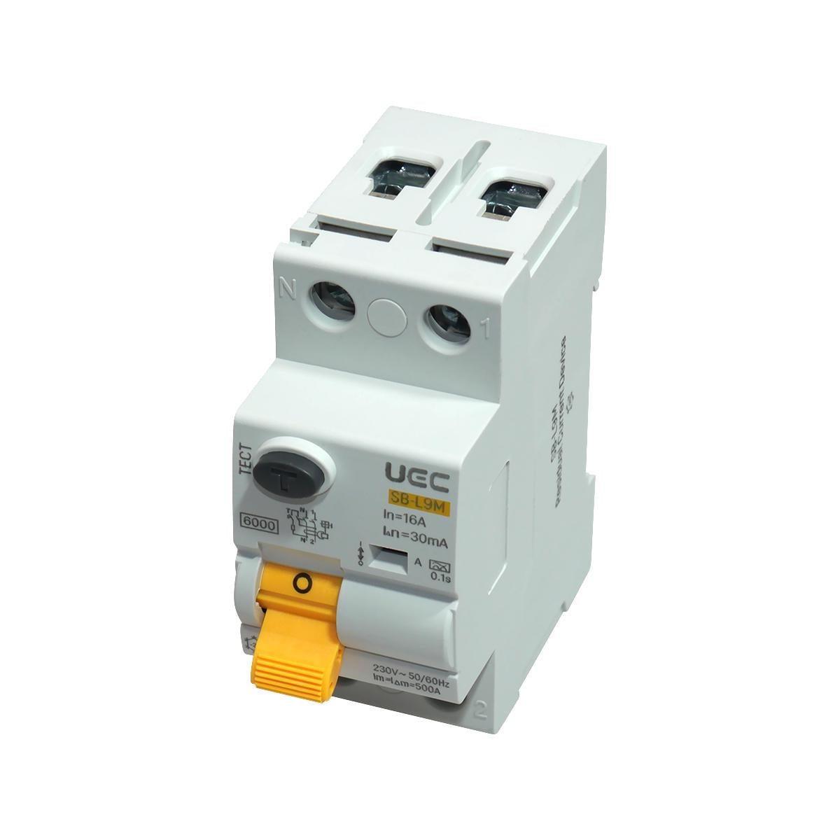 Устройство защитного отключения UEC SB-L9M 2P 16A 30мА 6кА тип A (RCCB61-2-016-030-A)