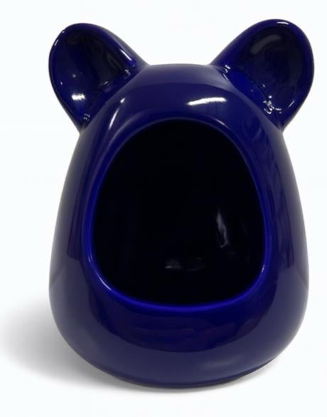 Купалка керамічна для хом'яків Mazceramics ручної роботи з вушками 7х9х11 см Синій