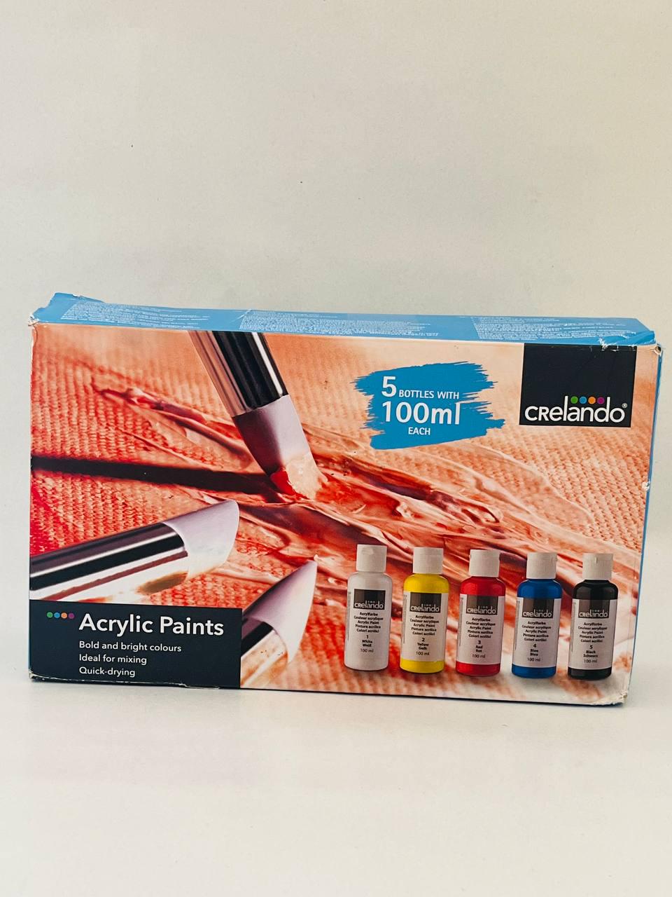 Набір акрилових фарб Crelando 5 кольорів по 100 мл (26914653) - фото 2