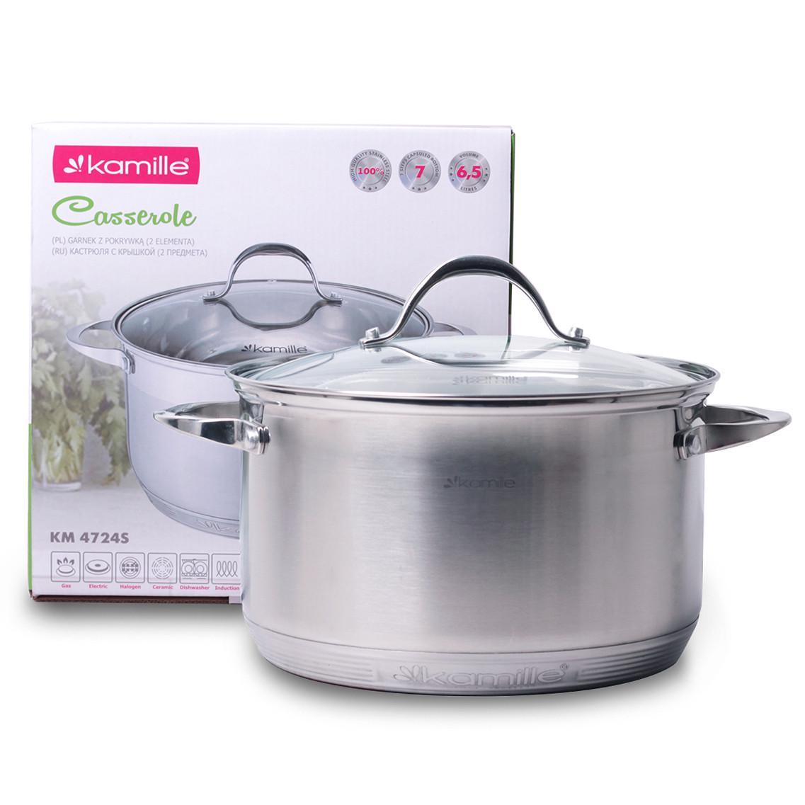Кастрюля с крышкой Kamille KM-4724S из нержавеющей стали и 7-слойным дном 5,8 л (1714623695)