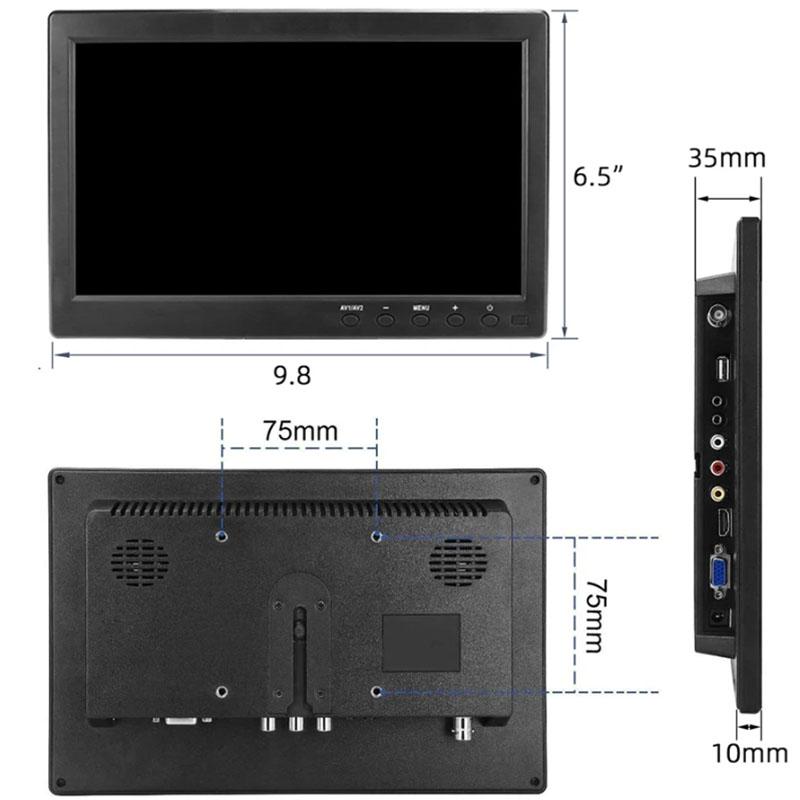 Монитор портативный 10'' для авто/видеонаблюдения/ПК (2000996176596) - фото 9
